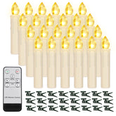 FPOO 24pcs LED flameless taper candles clipped on a Christmas tree for safe décor