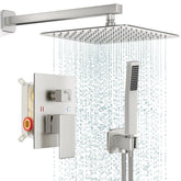FPXRNG shower faucet set with brushed nickel 10-inch rain head for a steady natural shower