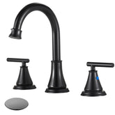 Fransiton Black 8-Inch Widespread Faucet front view with durable stainless steel finish.