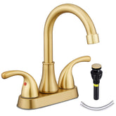 Fransiton brushed grey faucet with 4-inch centerset and two handles for precise temperature control