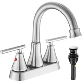 Fransiton brushed nickel bathroom faucet closeup highlighting durable finish