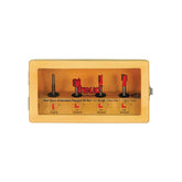 Freud 4-piece undersized plywood bit set in shadow box case for easy access