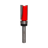 Freud 50-102 half-inch top-bearing flush trim bit in action for clean template routing.