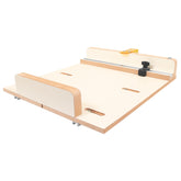 Fulton MDF crosscut sled on table saw delivering stable, precise crosscuts.
