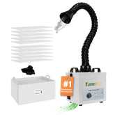 FumeClear front view shows compact desktop solder fume extractor for clean bench air