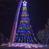FUNIAO 320 LED star string lights illuminate outdoor spaces with a festive star glow.