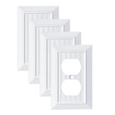 Funkiim Pure White beadboard wall plate 1-gang duplex, easy-clean finish.