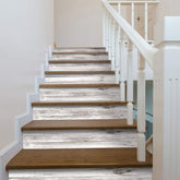 funlife stair risers weathered wood close-up showing rustic texture for authentic stair decor