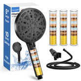 FunnyAir filtered shower head panel delivers full-coverage spray for a refreshing rinse.
