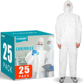 FURWEY Hazmat suits 25-pack packaging for easy storage and quick deployment.