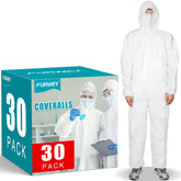 FURWEY hazmat suits 30pack packaging image highlights ready-to-use disposable coveralls.