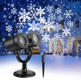 Fussion Snowflake Projector double-head lights a festive outdoor snowfall scene