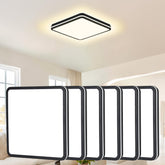 FY Wisdom Fly Lighting 6PK flush mount front view in black square design, ideal for hallways.
