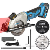 G LAXIA mini circular saw with laser guide for precise straight cuts.