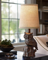 G-SAFAVA brown owl lamp figure with warm glow for cozy living room