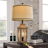 G-SAFAVA farmhouse lamp with brown base adds warm living room glow