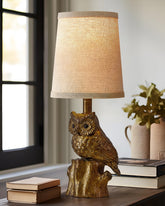 G-SAFAVA owl lamp base with antique gold finish for cozy living spaces.