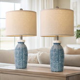 G-SAFAVA blue table lamp pair for bedside with warm ambient light