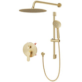 Gabrylly gold rainhead delivers wide, spa-like coverage for a refreshing shower.