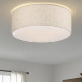 Galtlap 3-light drum ceiling light with linen shade softens brightness for cozy hallways