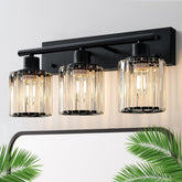 GAMTUE 3-light vanity light with crystal shades brightens your bathroom with elegant sparkle