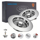 Ganliving 2Count 3in1 drain strainer in action for efficient draining and debris capture.