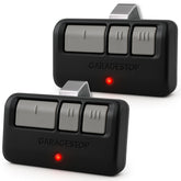Garage Stop remote 3-button front view enables multi-door control.