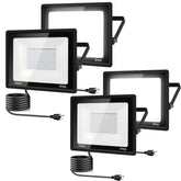 GarageAngle 4Pack LED flood light outdoor, front view, broad yard illumination.