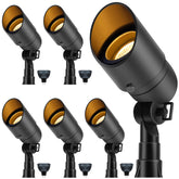 Gardencoin front-yard spotlight enhances entryway illumination for safer night visibility.
