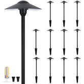 Gardencoin low-voltage pathway light with 8.5 inch shade for soft walkway illumination.