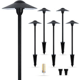 Gardencoin low-voltage pathway light front view six-pack with warm 2700K glow