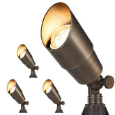 Gardencoin solid brass outdoor spotlight front view highlights durable brass finish