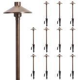 Gardencoin solid brass path light shade-angle highlights your walkway with classic warmth