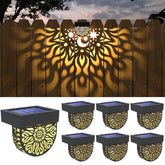 Gardsee solar fence lights front view with warm glow for garden ambiance.