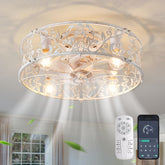 Garwarm 20-inch caged ceiling fan with light in white gold, compact and stylish.