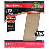 Gator 9x11 sanding sheets, 150 grit, 25 pack for versatile prep.