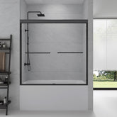 GDGZQD bathtub shower door 56-60 wide view demonstrates a seamless tub fit.