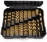 GDLIN titanium twist drill bits set with organized storage case for quick access