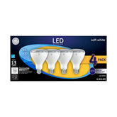 GE Lighting LED indoor floodlight bulb package highlights energy efficiency.