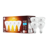 GE Relax BR30 soft white bulb pack providing warm ambience for cozy spaces.