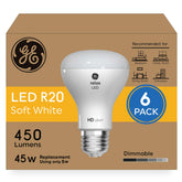 GE Relax HD R20 soft white bulb illuminating a dining room with inviting ambience