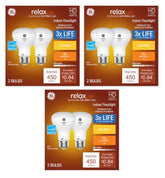 GE Relax R20 6-pack LED bulbs deliver soft white illumination for cozy spaces.