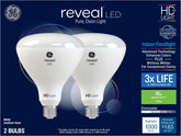 GE Reveal BR40 2-pack bulbs deliver color-enhanced light for indoors.