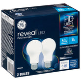 GE Reveal LED bulb 9W color-contrast boost for living spaces.