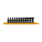 GEARWRENCH 12-piece socket set in case with clear laser markings for fast size identification.