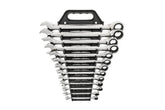 GearWrench 13-piece ratcheting wrench set, front view, versatile for fasteners in tight spaces
