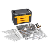GearWrench 243pc mechanics set in a three-drawer box for organized storage.
