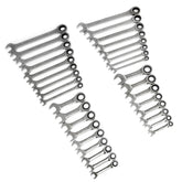 GearWrench 34pc ratcheting wrench set in side view for tight-space efficiency.