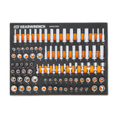 GearWrench master metric socket set in a 89-piece foam tray for easy identification and access.