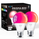 Geeni Prisma color-changing RGBW LED A19 bulbs illuminate moods for any room.